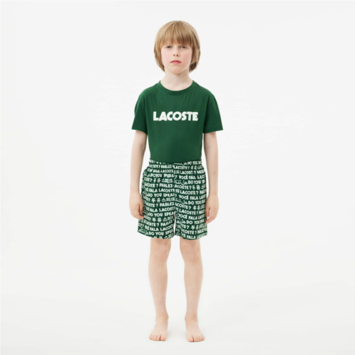 Lacoste Kids Logo Print Swim Trunks