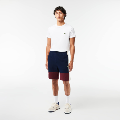 Lacoste Mens Regular Fit Brushed Fleece Colorblock Shorts