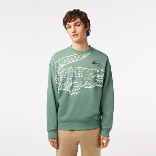 Lacoste Mens Crew Neck Loose Fit Croc Print Sweatshirt