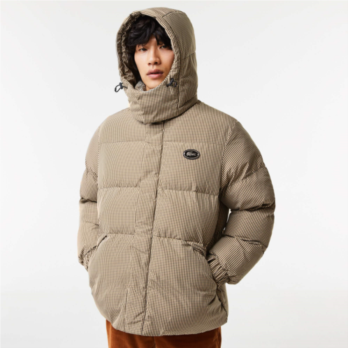Lacoste Mens Check Print Water-Repellent Twill Padded Jacket