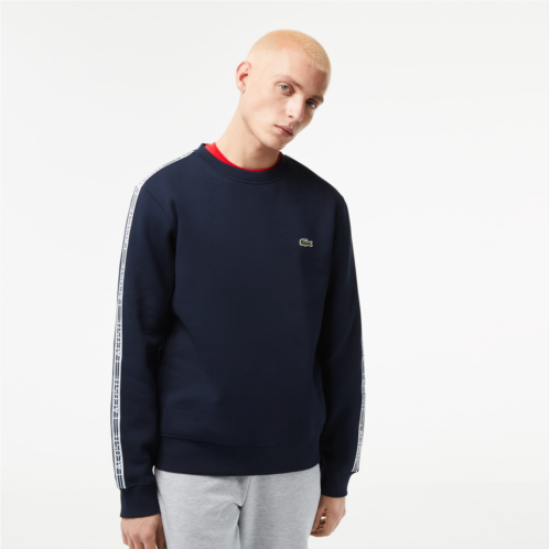 Lacoste Mens Classic Fit Logo Stripe Flannel Sweatshirt