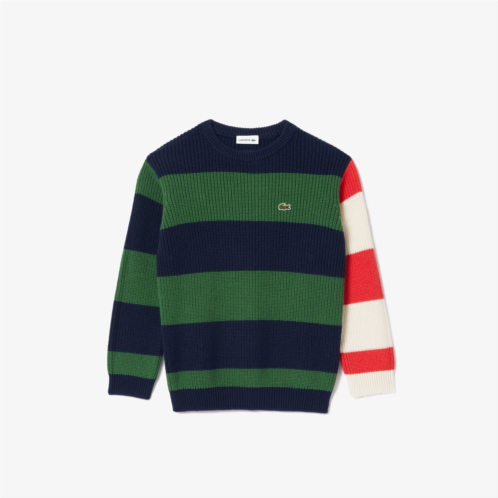 Lacoste Kids Contrast Sleeve Striped Sweater