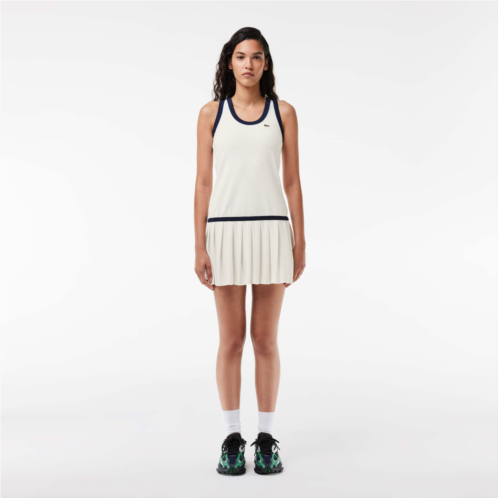Lacoste Womens Contrast Trim Pleated Skirt Terry Dress