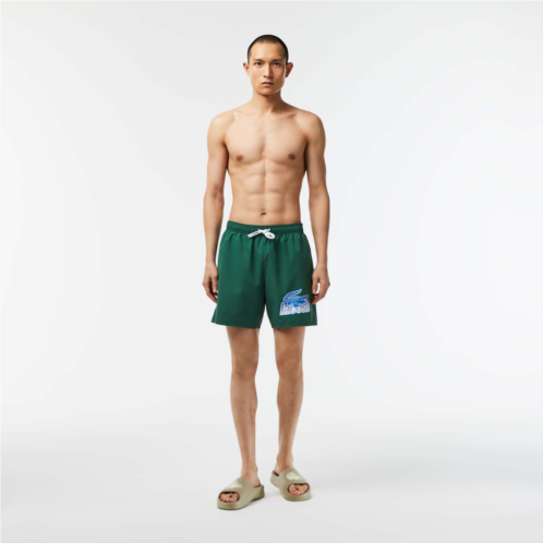 Lacoste Mens Quick-Dry Swim Trunks with Travel Bag