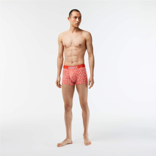 Lacoste Mens Stretch Cotton Printed Trunks 3-Pack