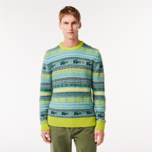 Lacoste Mens Fair Isle Alpaca and Wool Blend Sweater