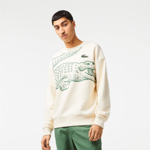 Lacoste Mens Crew Neck Loose Fit Croc Print Sweatshirt