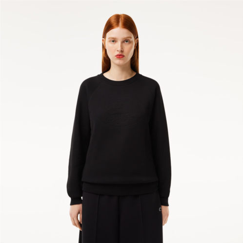 Lacoste Womens Relaxed Fit Embroidered Signature Sweatshirt