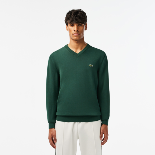 Lacoste Mens V-Neck Organic Cotton Sweater