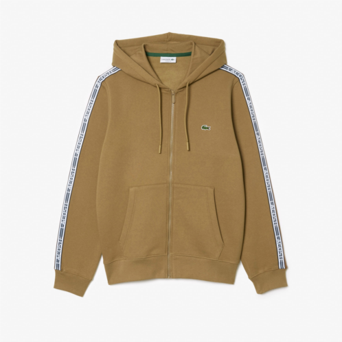 Lacoste Mens Classic Fit Branded Stripes Zip-Up Hoodie