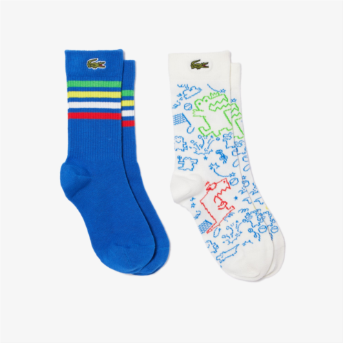 Lacoste Kids 2-Pack Patterned Cotton Socks