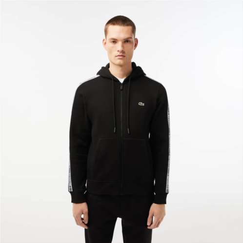 Lacoste Mens Classic Fit Branded Stripes Zip-Up Hoodie