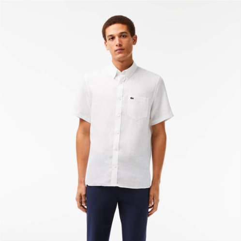 Lacoste Mens Short Sleeve Linen Shirt