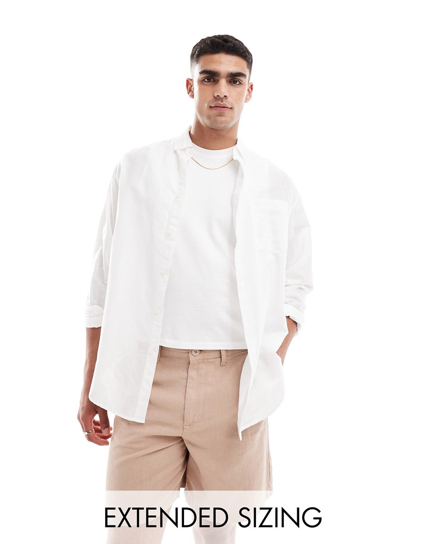 ASOS DESIGN 90s oversized linen shirt in white