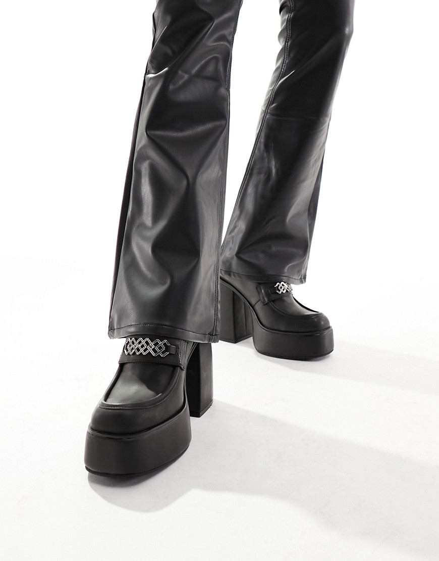 ASOS DESIGN chunky heel loafers in black