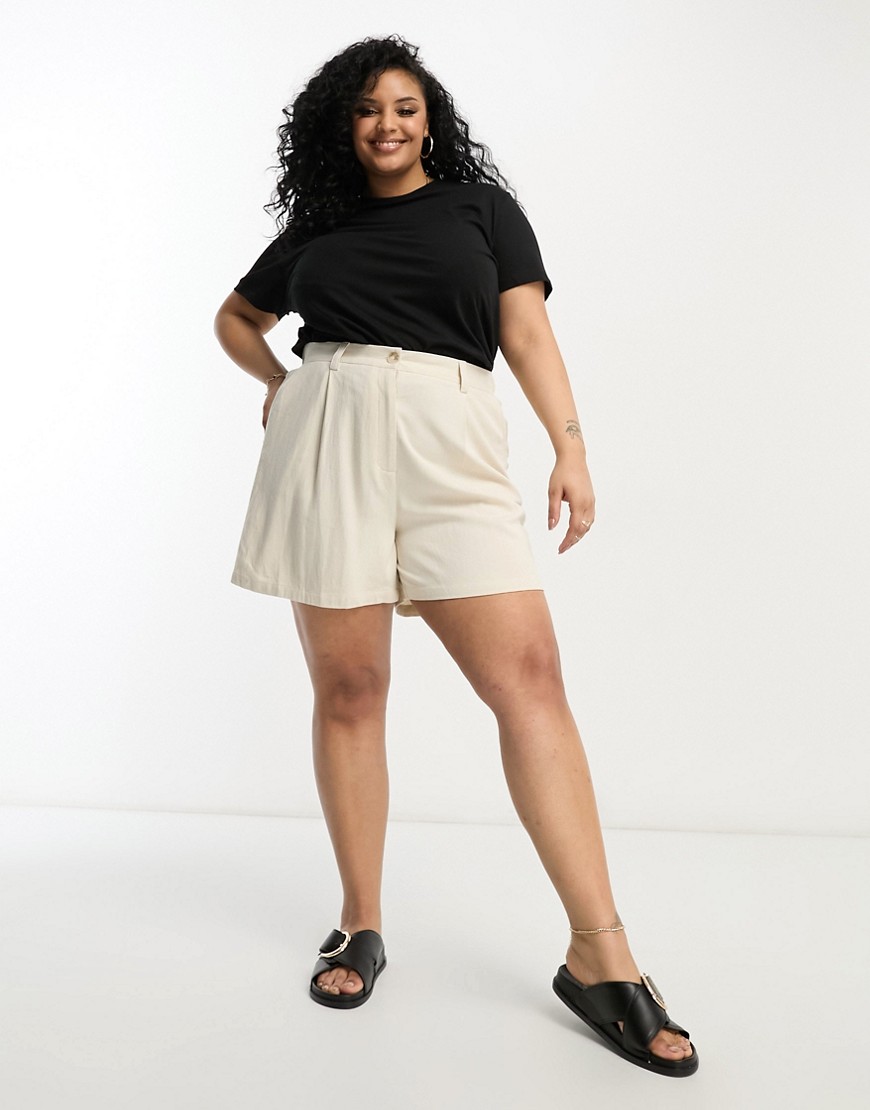 ASOS Curve ASOS DESIGN Curve dad short with linen in stone