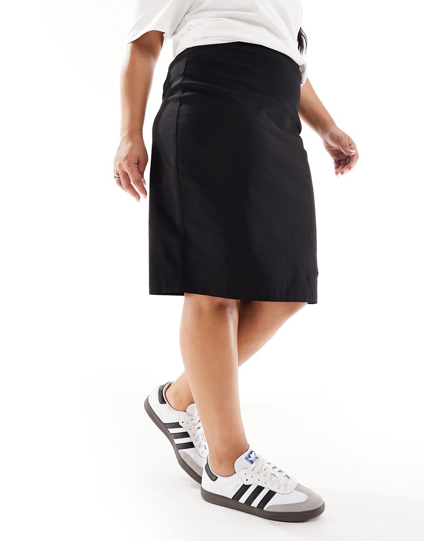ASOS Curve ASOS DESIGN Curve high waist bengaline skirt in black