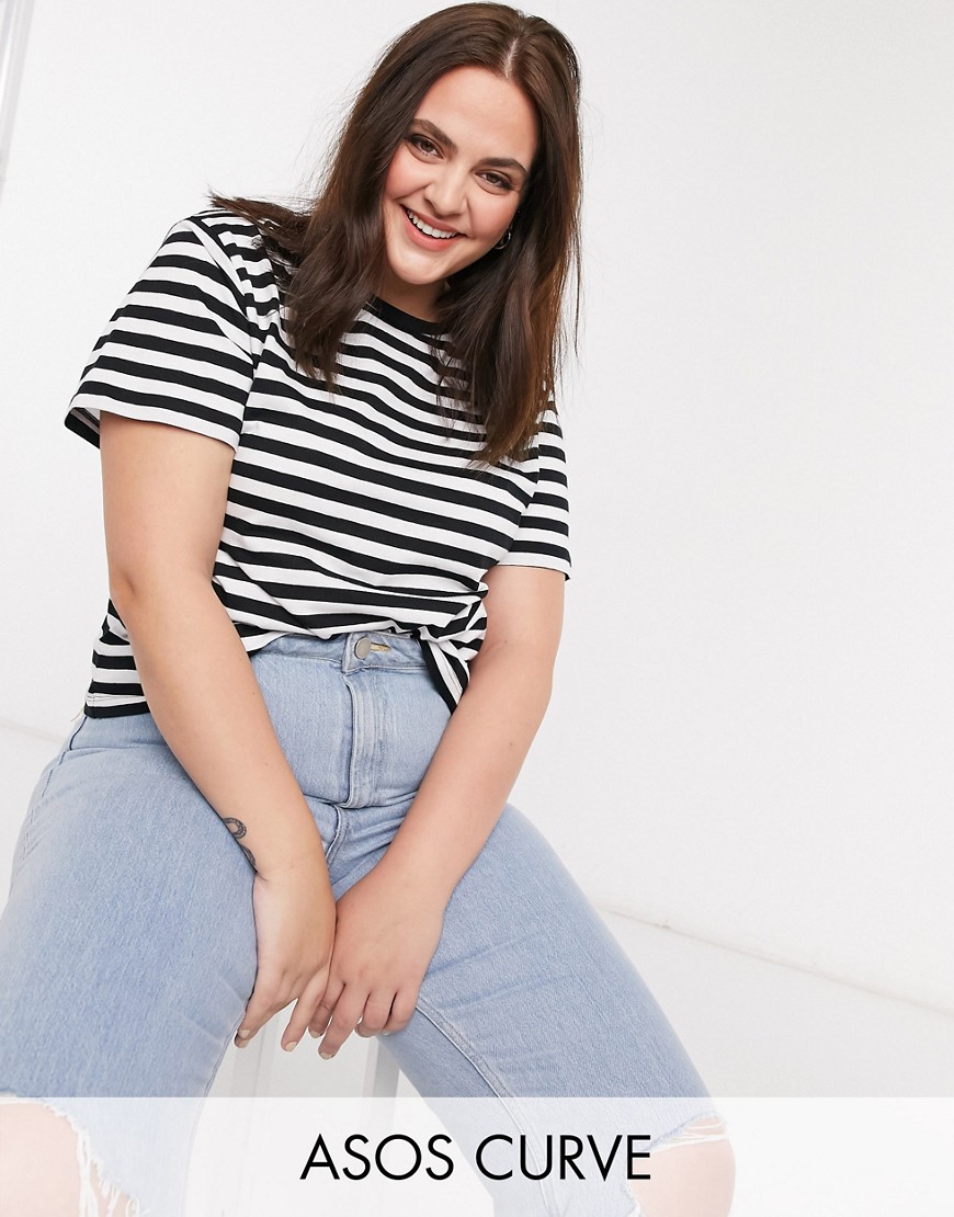 ASOS Curve ASOS DESIGN Curve ultimate t-shirt in black and white stripe