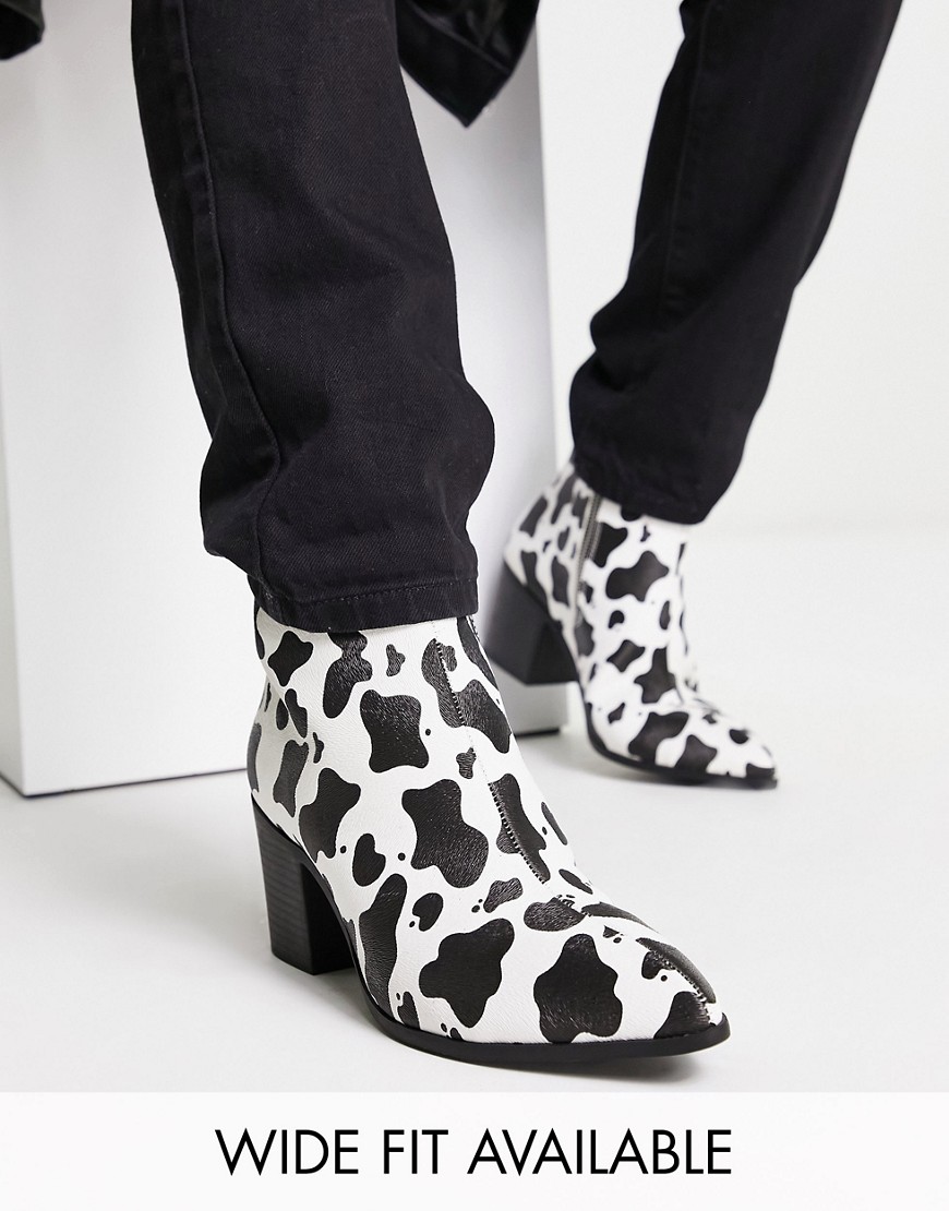 ASOS DESIGN heeled chelsea boots in animal print faux leather