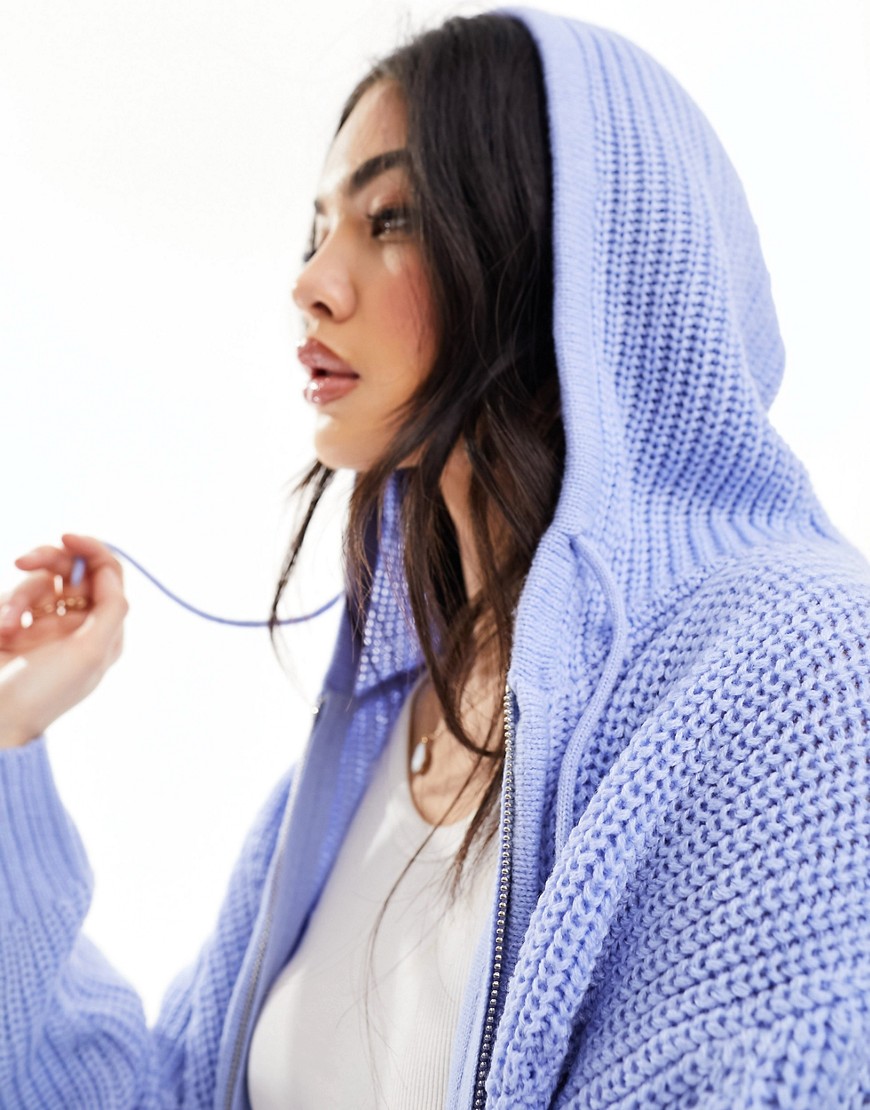 ASOS DESIGN knit zip up hoodie in blue