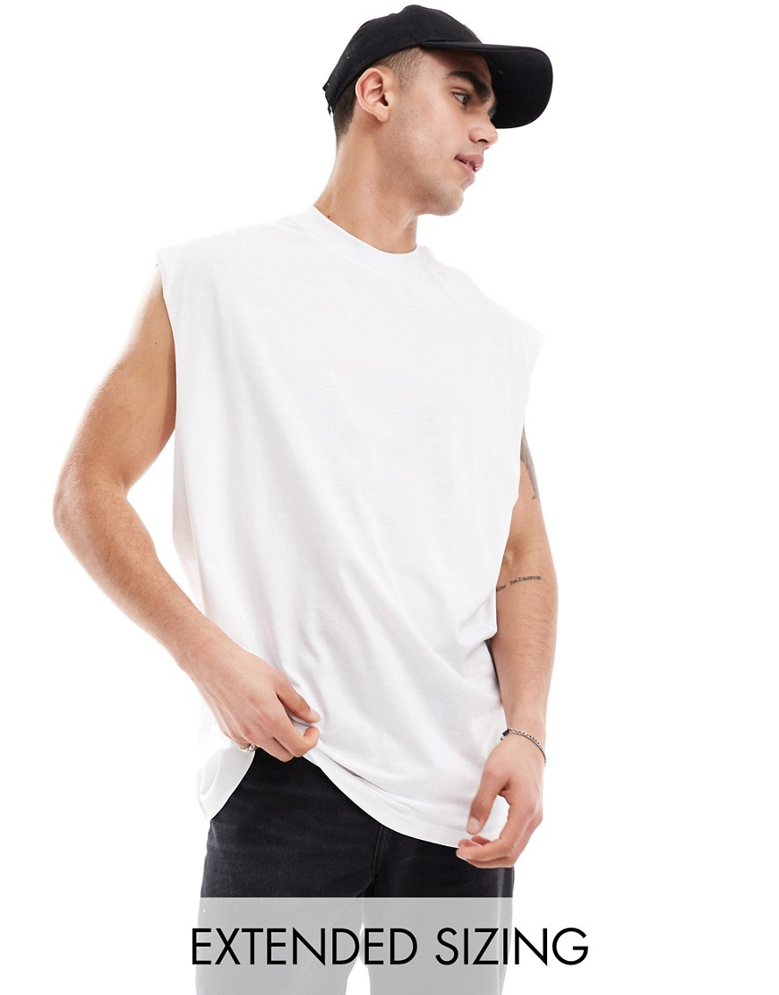 ASOS DESIGN oversized fit tank top with dropped armholes in white
