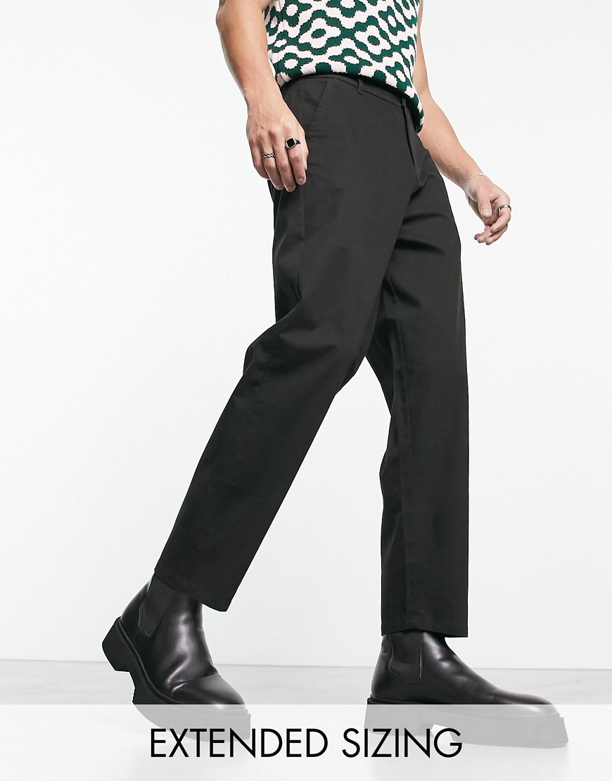 ASOS DESIGN oversized tapered chinos in black