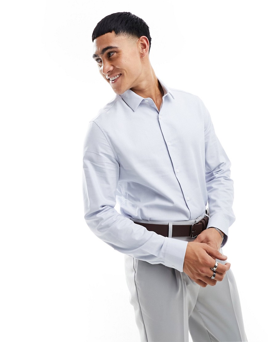 ASOS DESIGN regular lightweight flannel shirt in gray