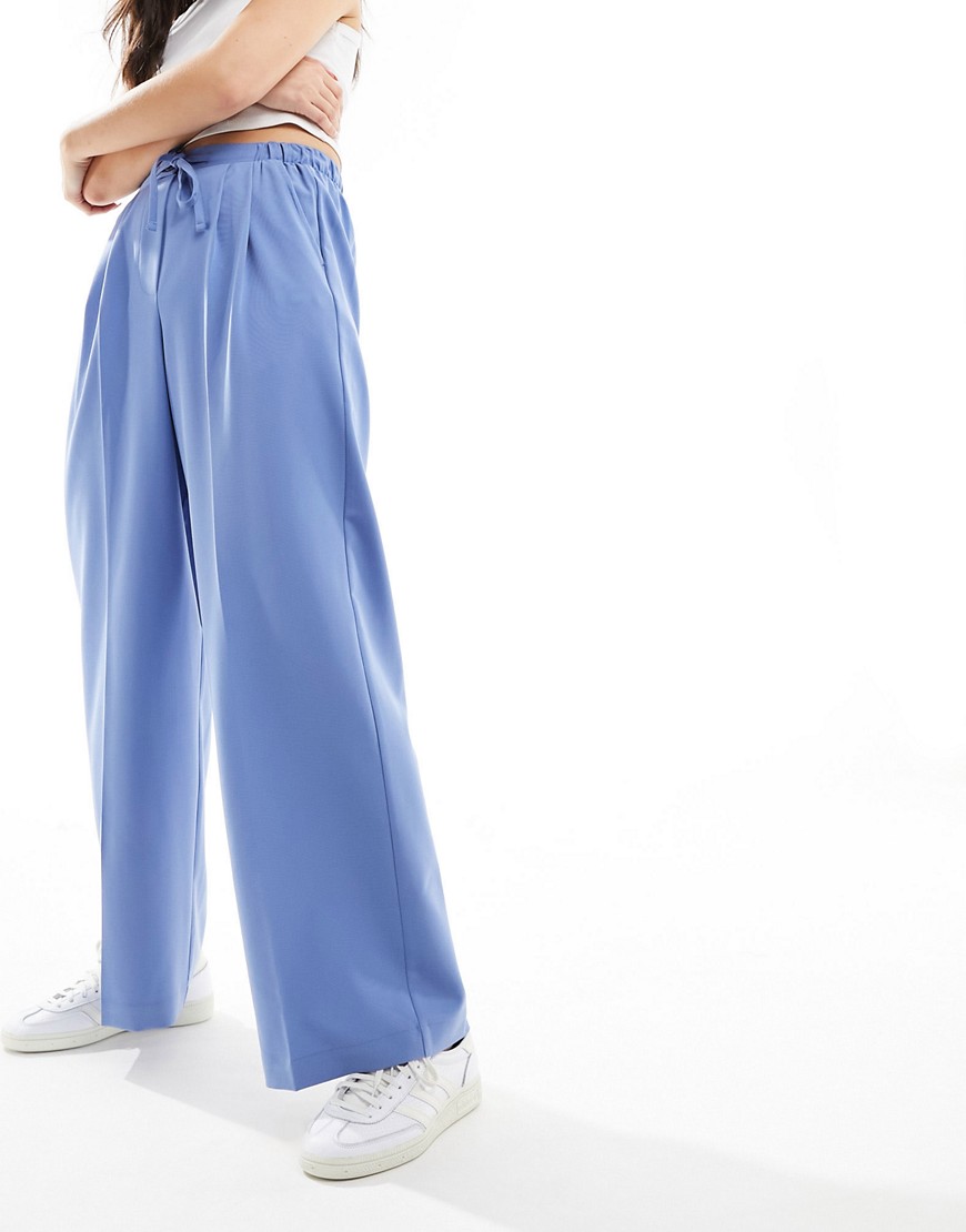 ASOS DESIGN tailored pull on pants in blue