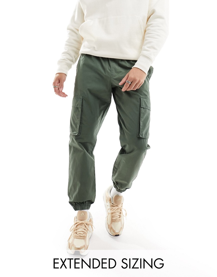 ASOS DESIGN tapered pull-on pants in khaki with elasticized waist