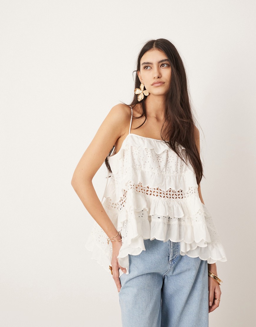 ASOS EDITION super full eyelet cami top in white