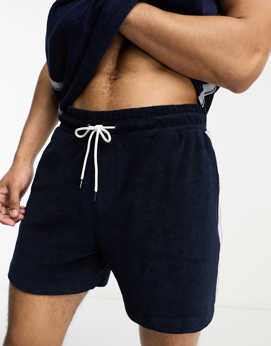 Calvin Klein core logo tape towelling short in navy - part of a set