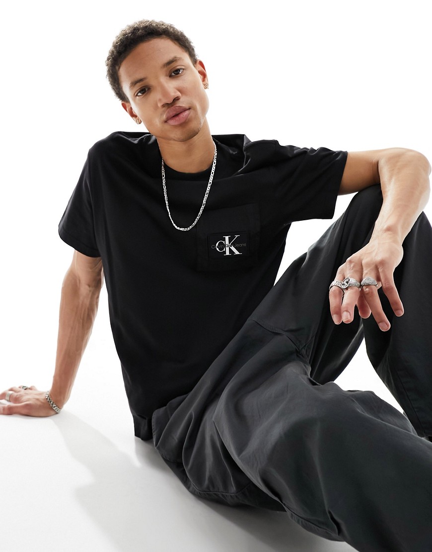 Calvin Klein Jeans ripstop paneled T-shirt in black