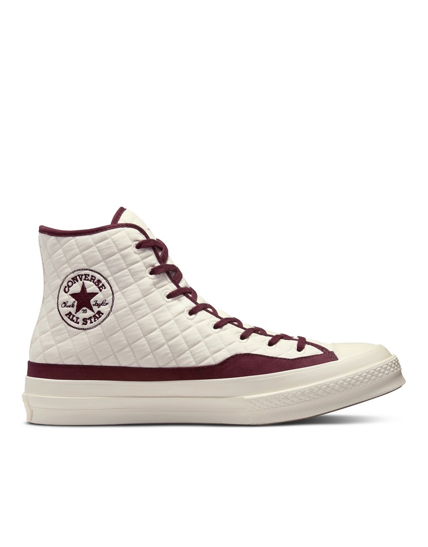 Converse Chuck 70 Hi cozy utility sneakers in cream and burgundy