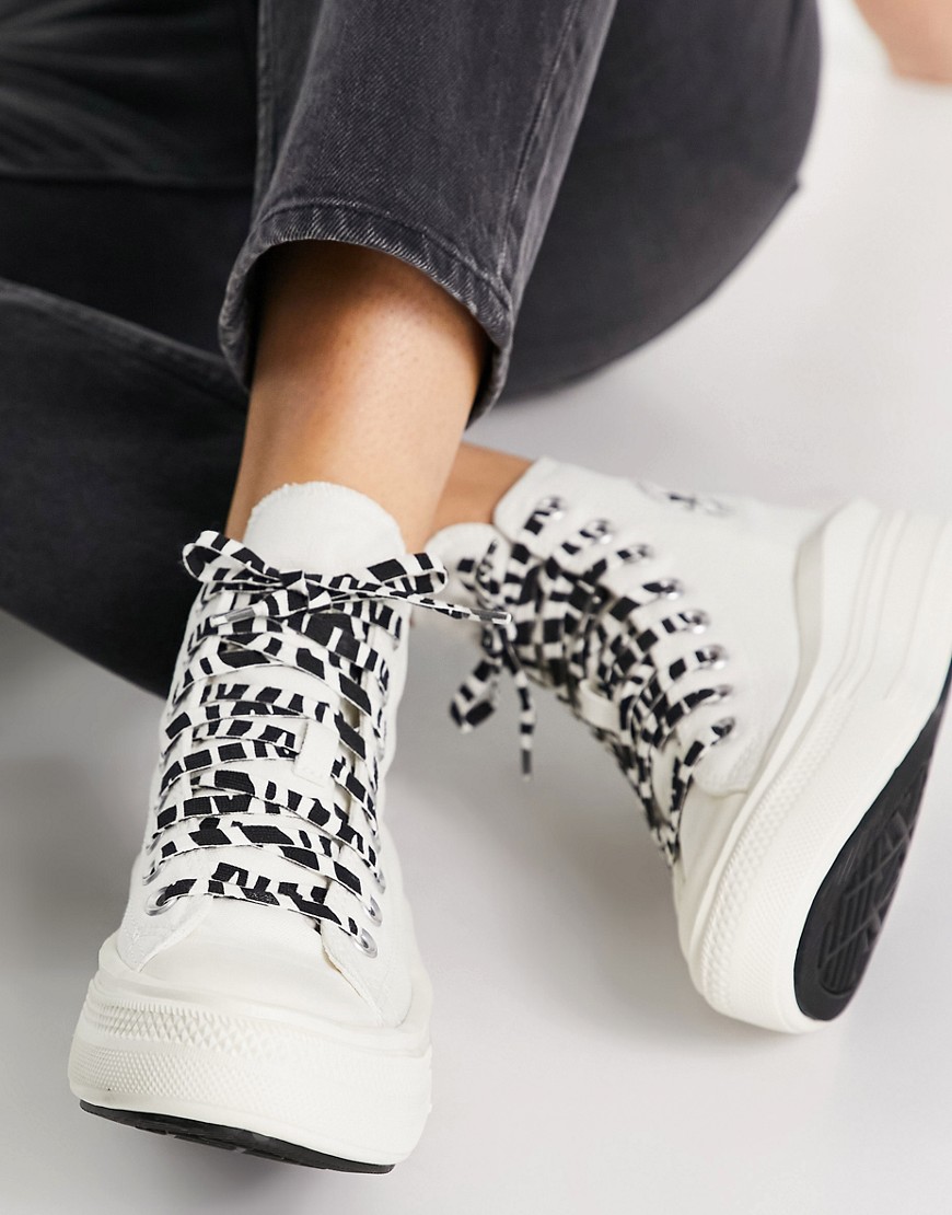 Converse Chuck Taylor Move Hi sneakers with zebra laces in white