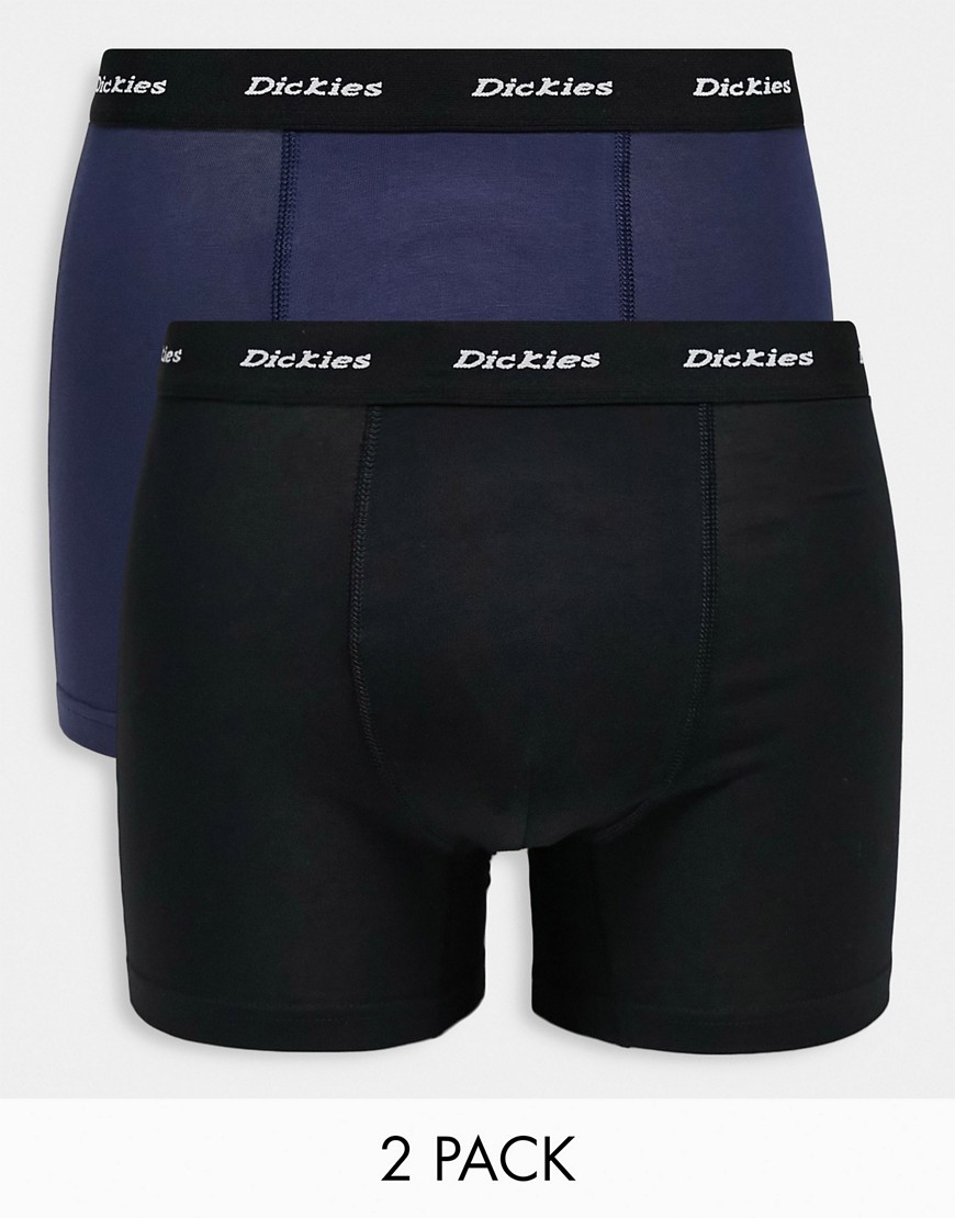 Dickies 2 pack trunk boxers in black and blue multipack