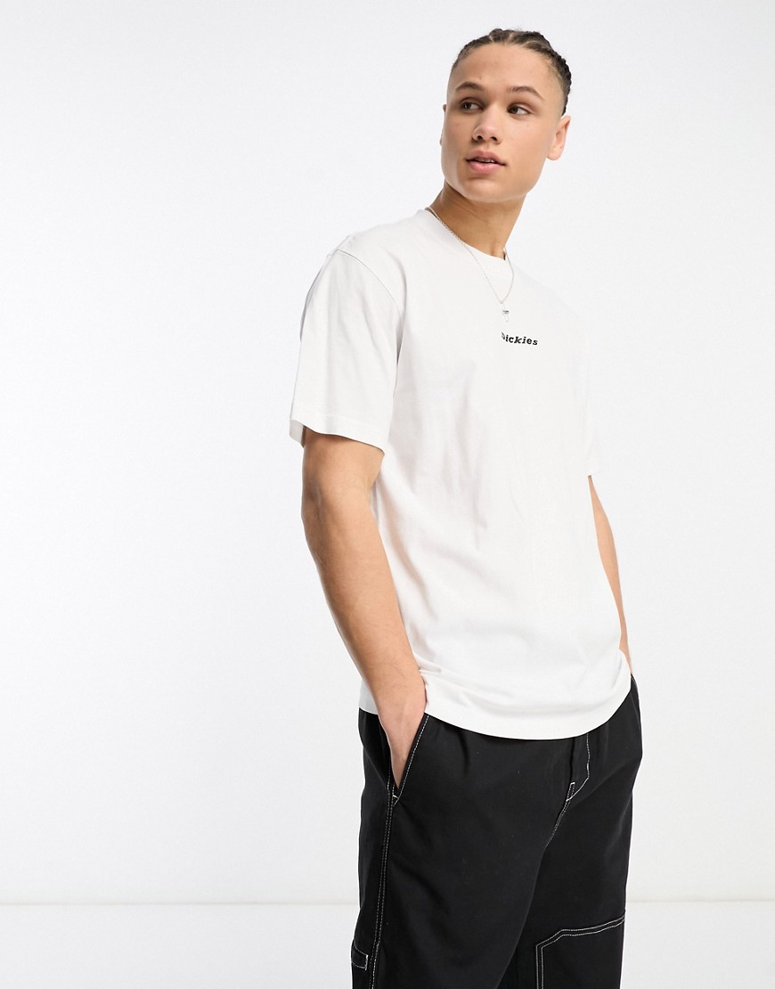 Dickies valley falls short sleeve central logo t-shirt in white- exclusive to asos
