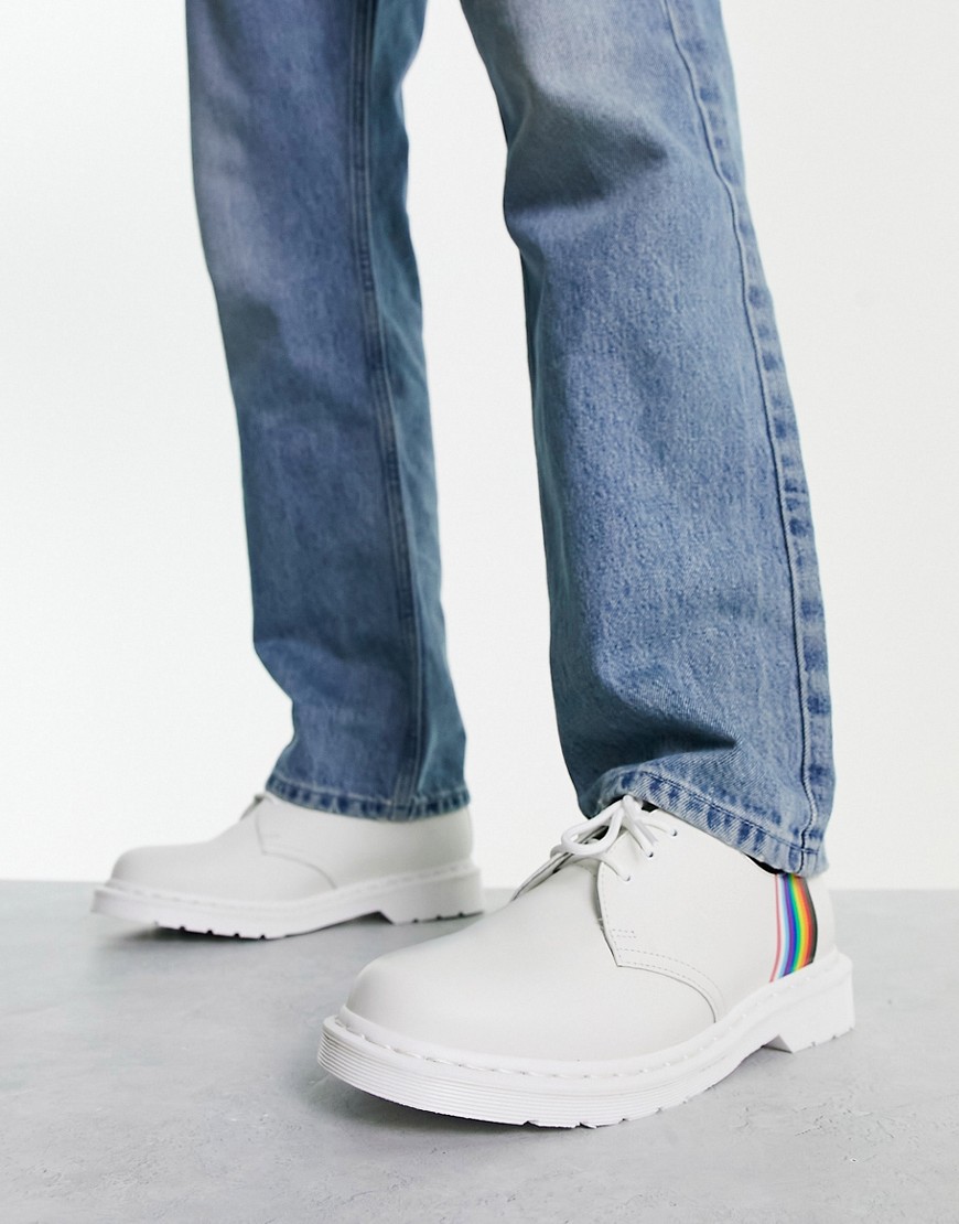 Dr Martens 1461 for Pride 3 Eye Shoes White Smooth