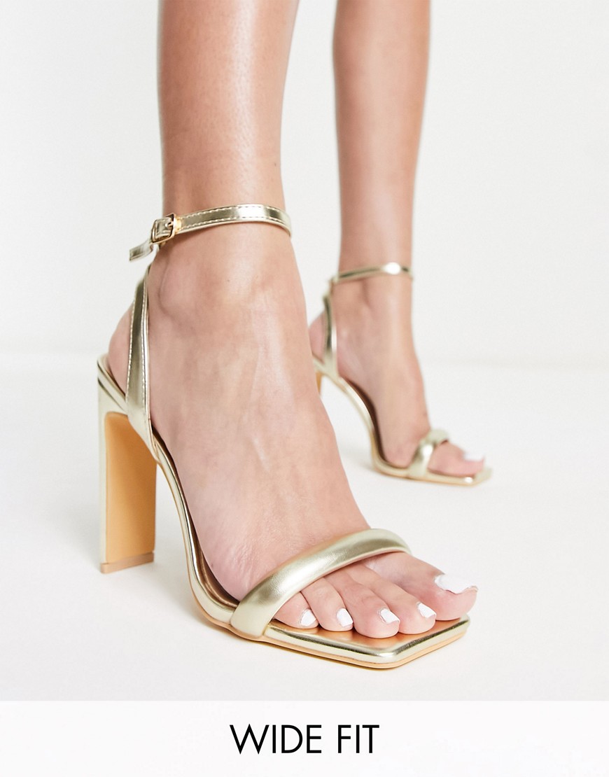 Glamorous Wide Fit strappy heel sandals in gold