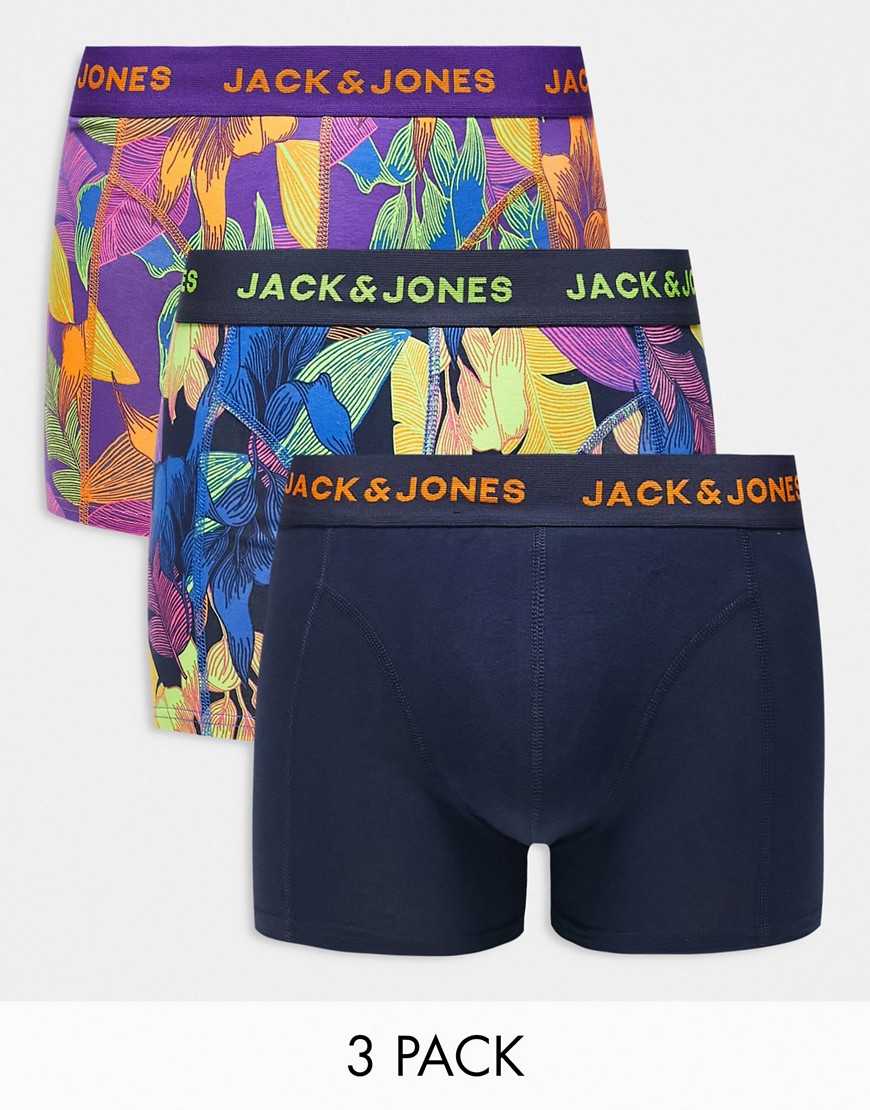 Jack & Jones 3 pack briefs in bright floral