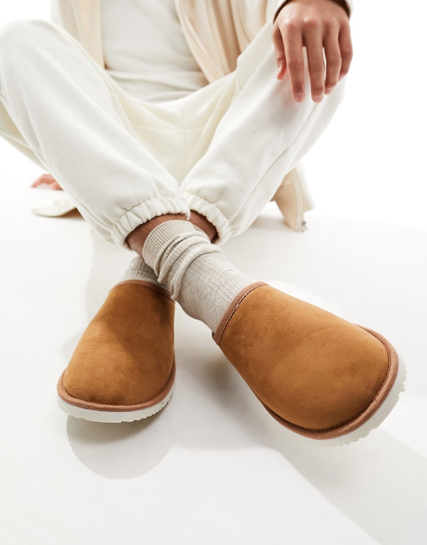 Jack & Jones faux suede slip-on slippers in tan