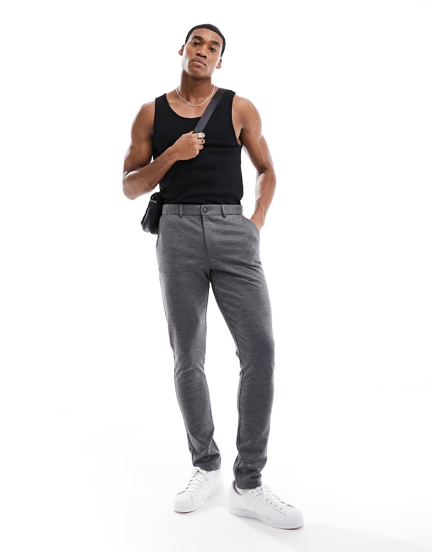 Jack & Jones Premium slim fit jersey suit pants in gray
