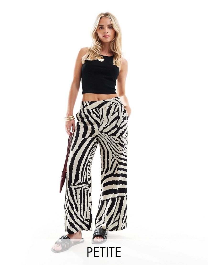 JDY Petite wide leg pants in zebra print