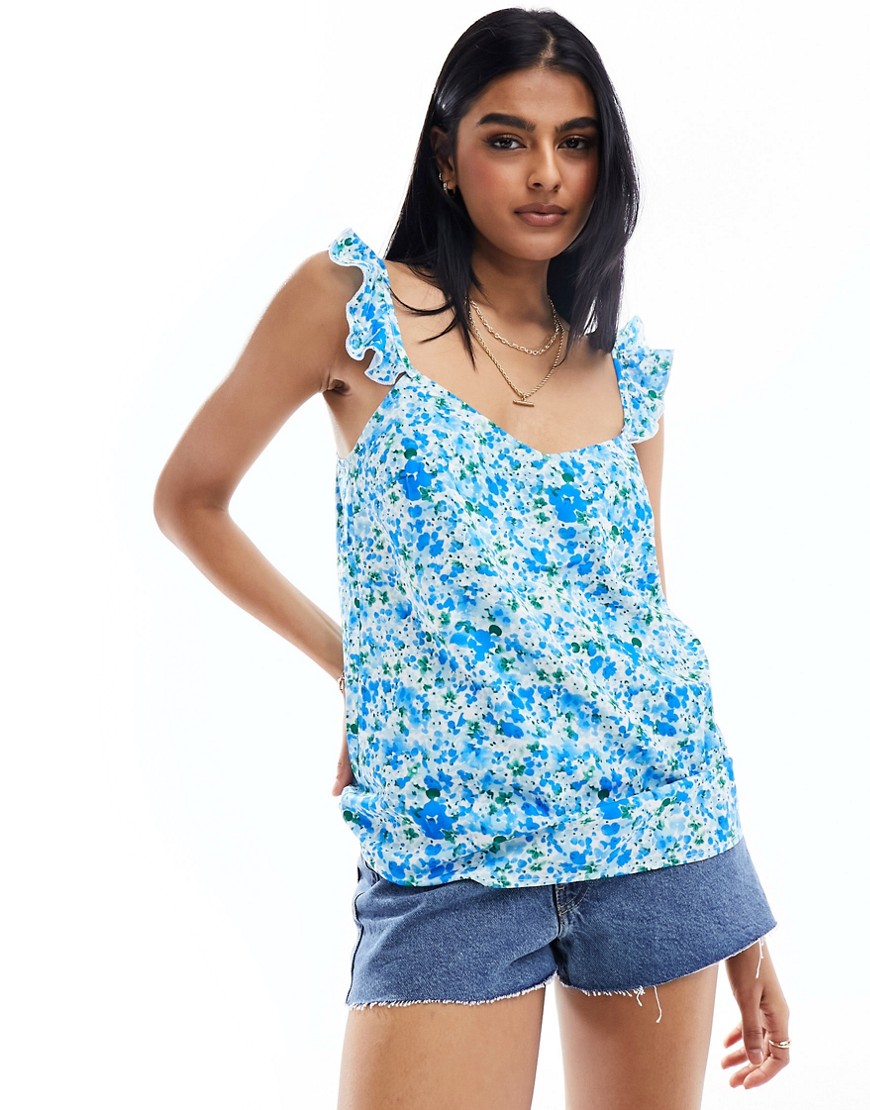 Lipsy frill sleeve cami top in floral print