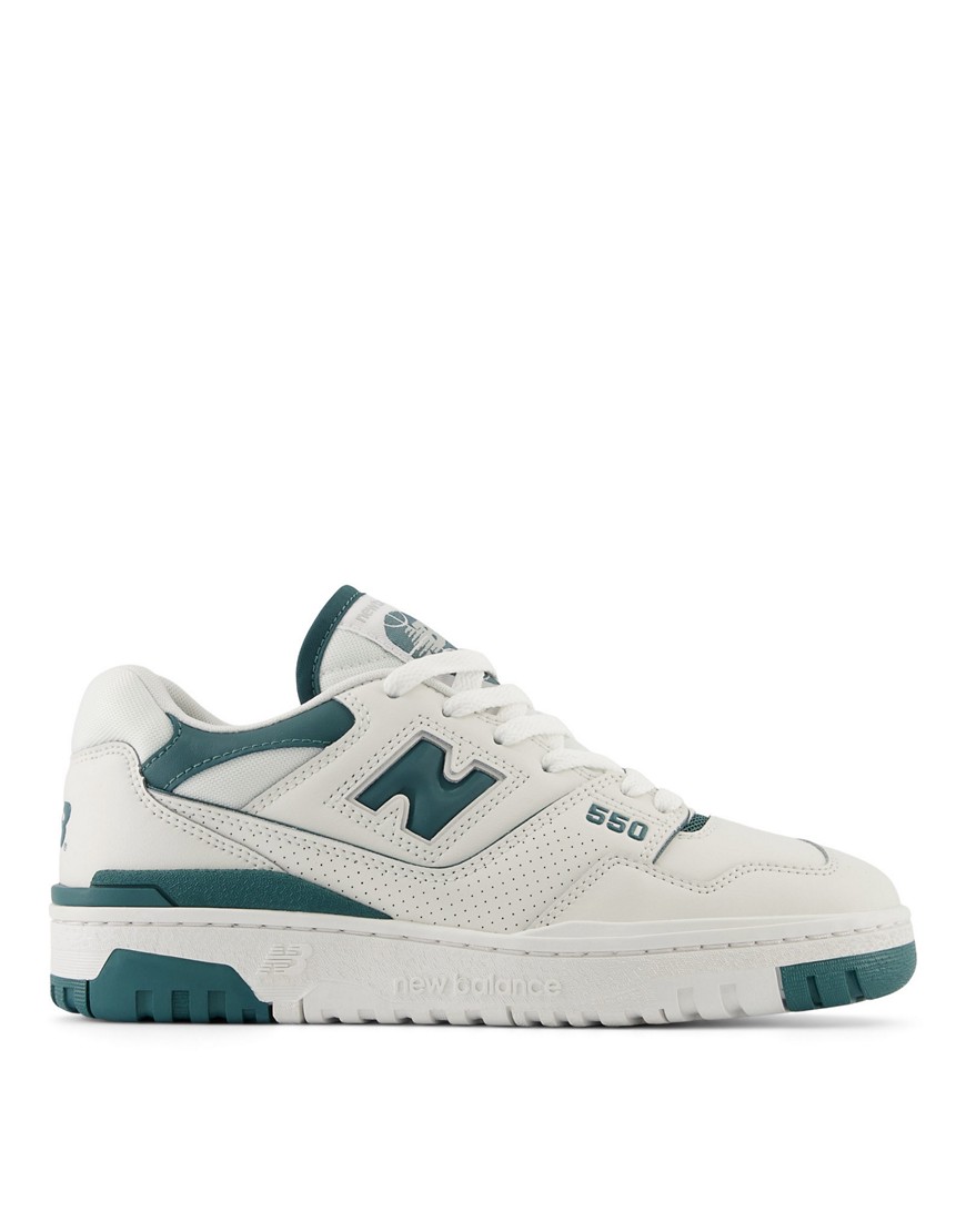 New Balance 550 sneakers in cream with teal details