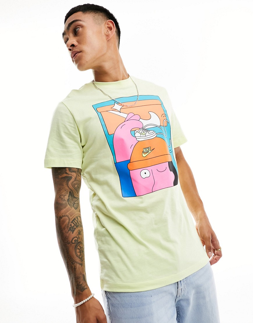 Nike chest graphic print T-shirt in light yellow