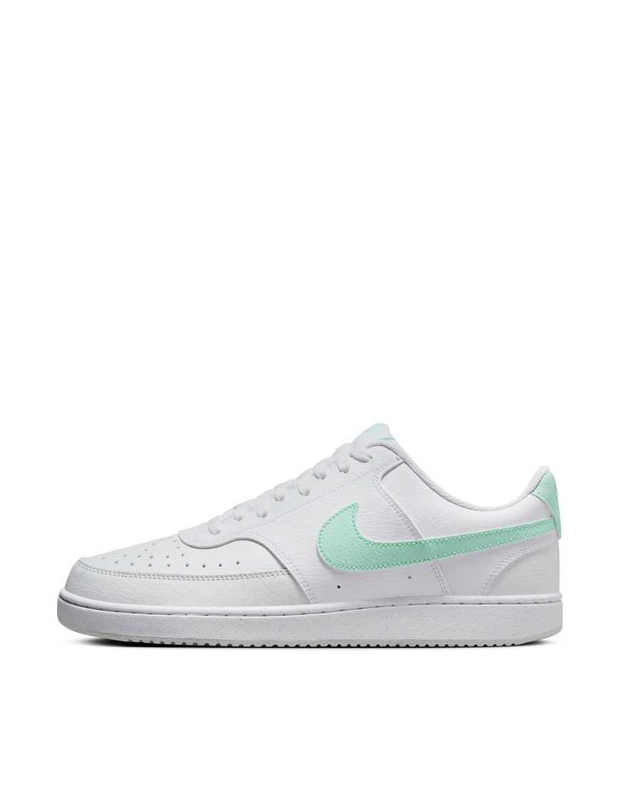 Nike Court Vision Low sneakers in white and mint