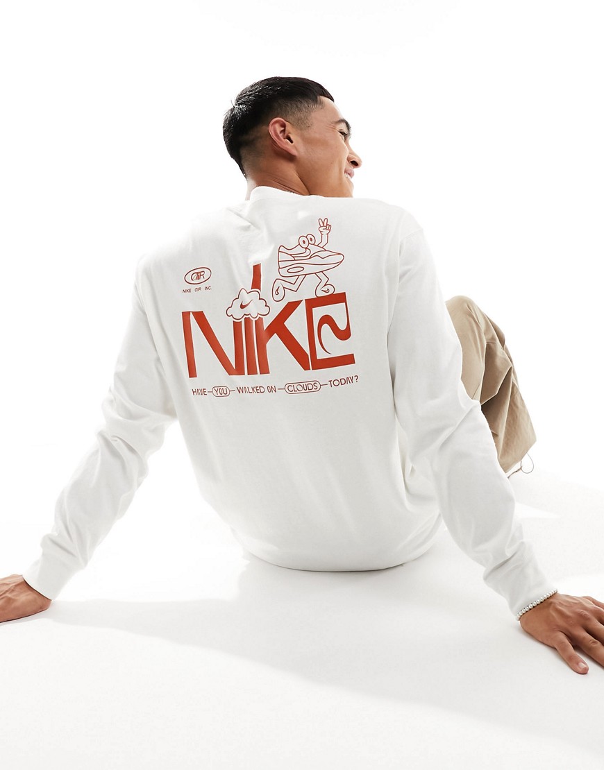 Nike M90 logo long sleeve T-shirt in off white