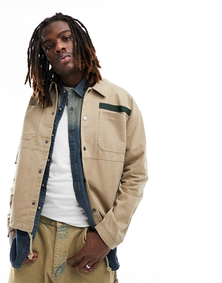 Only & Sons overshirt jacket in beige