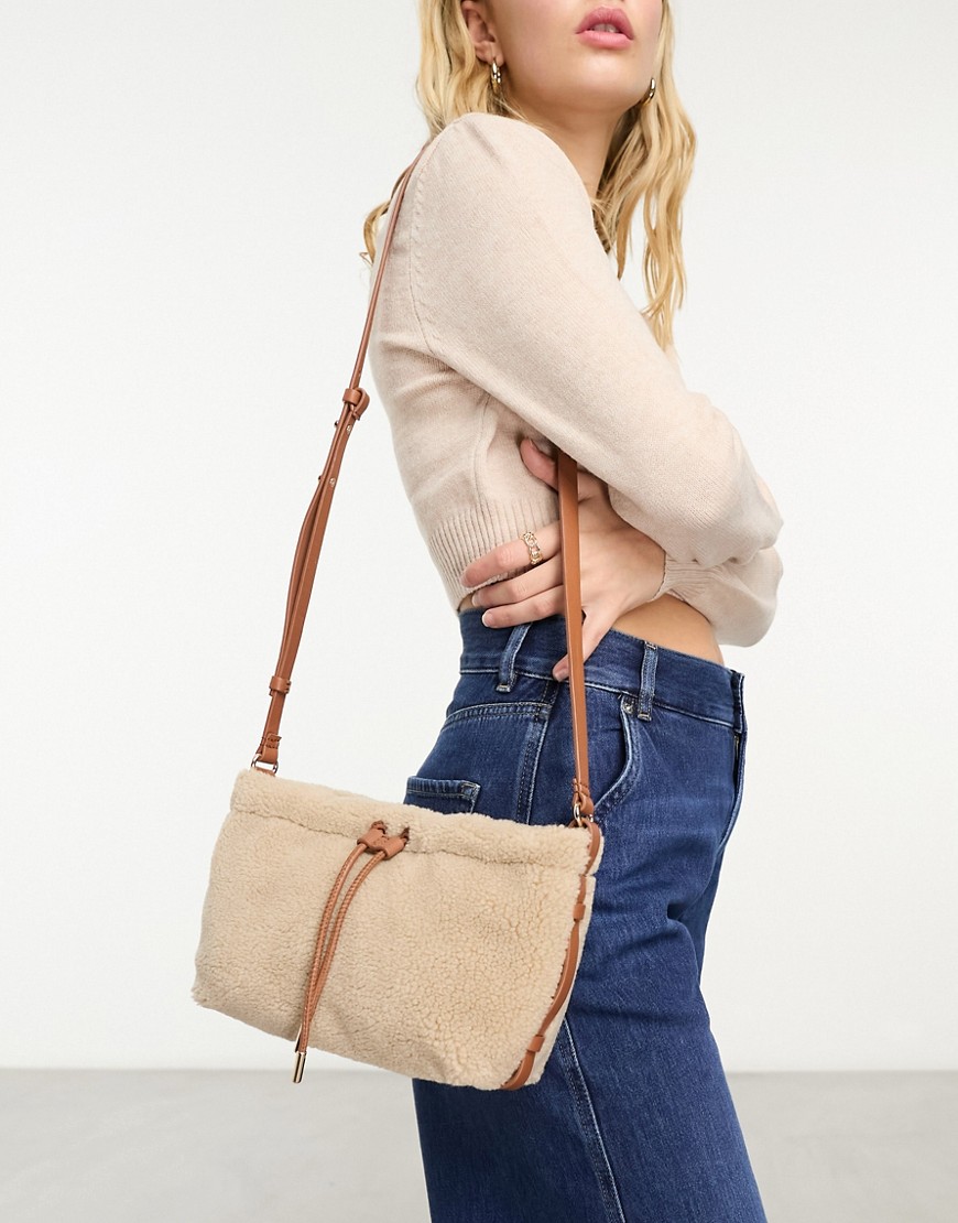 & Other Stories shearling purse in beige