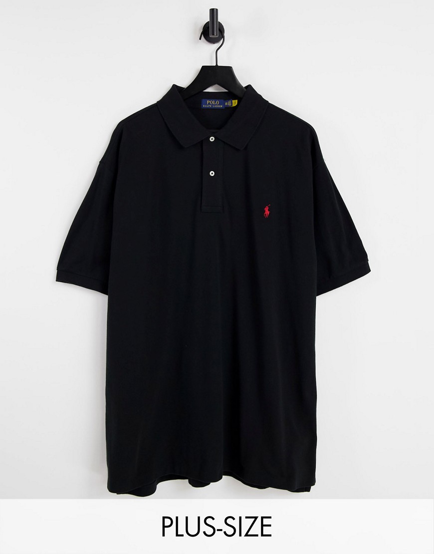 Polo Ralph Lauren Big & Tall player logo pique polo classic fit in black